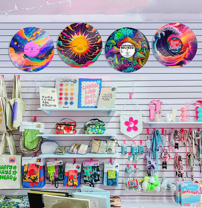 HK Studio Hippie Decor, Posters for Room Aesthetic, Sci-Fi - Record Decor, Music Themed Party Decorations, 4 Pcs 12"