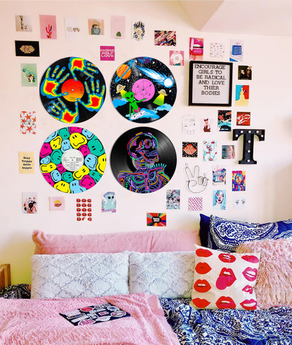HK Studio Hippie Decor, Posters for Room Aesthetic - Record Decor, Music Themed Party Decorations, 4 Pcs 12"
