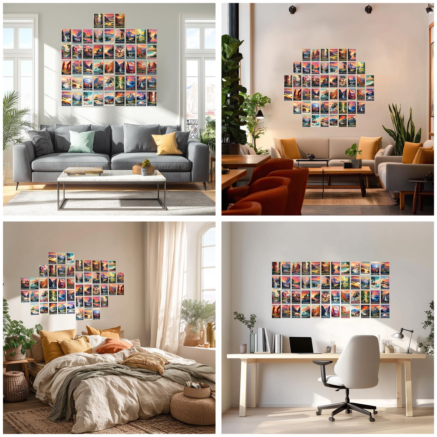 HK Studio Vintage National Park Posters - Vintage Travel Postcards, Unframed 48 Pcs 4" x 6"