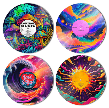 HK Studio Hippie Decor, Posters for Room Aesthetic, Sci-Fi - Record Decor, Music Themed Party Decorations, 4 Pcs 12"
