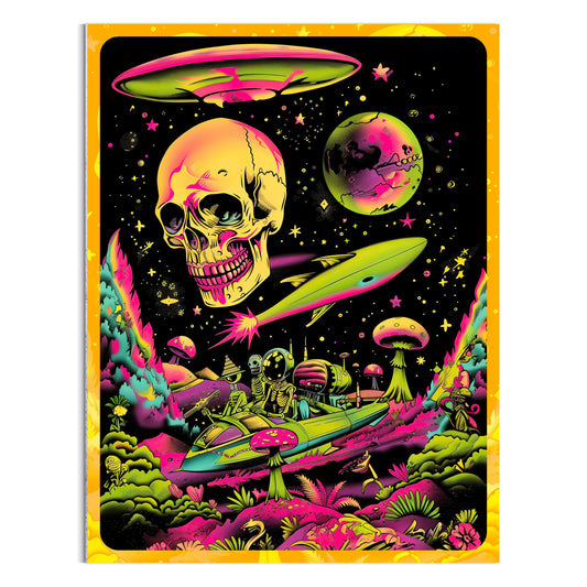 HK Studio Hippie Room Decor Posters - Alien, Mushroom, Skull Hippie Decor, Hippie Wall Decor