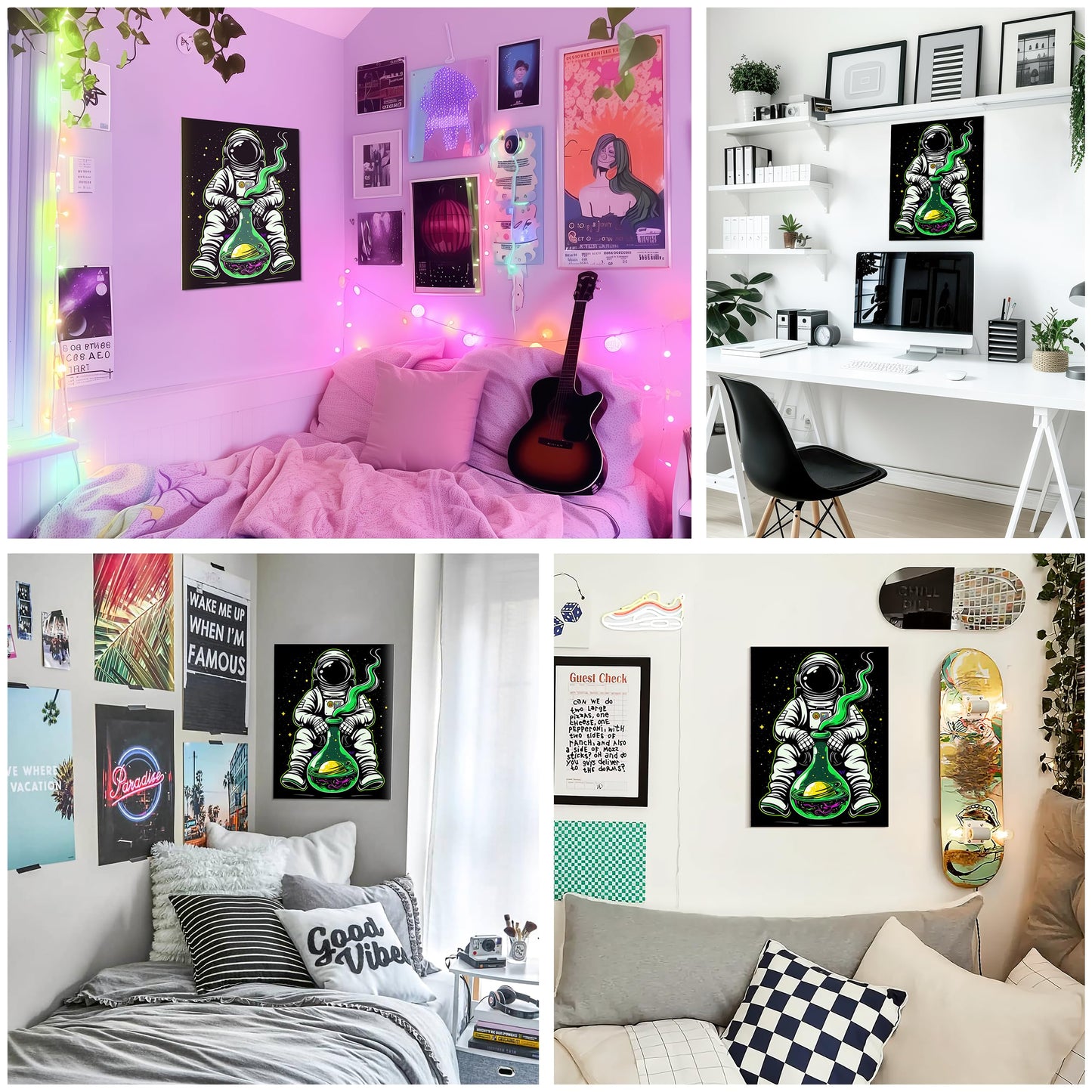 HK Studio Space Decor Astronaut Posters - Hippie Space Decorations, Space Themed Bedroom Decor