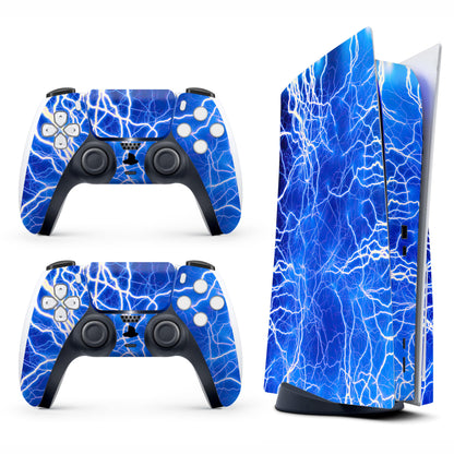 Skin Sticker for Game Console 5 Cover - High Voltage, Compatible with Both Disc Edition & Digital Edition (not Slim Ver) - 2 Controller Skins & Console Skin - No Bubble, Full Protection, Removable