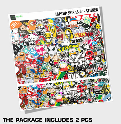 Laptop Skin Decal HP 15.6" - Sticker Bomb Laptop Cover Sticker No Cutting Required, No Bubble, Waterproof, Scratch Resistant - Including Wide Screen and Wrist Pad