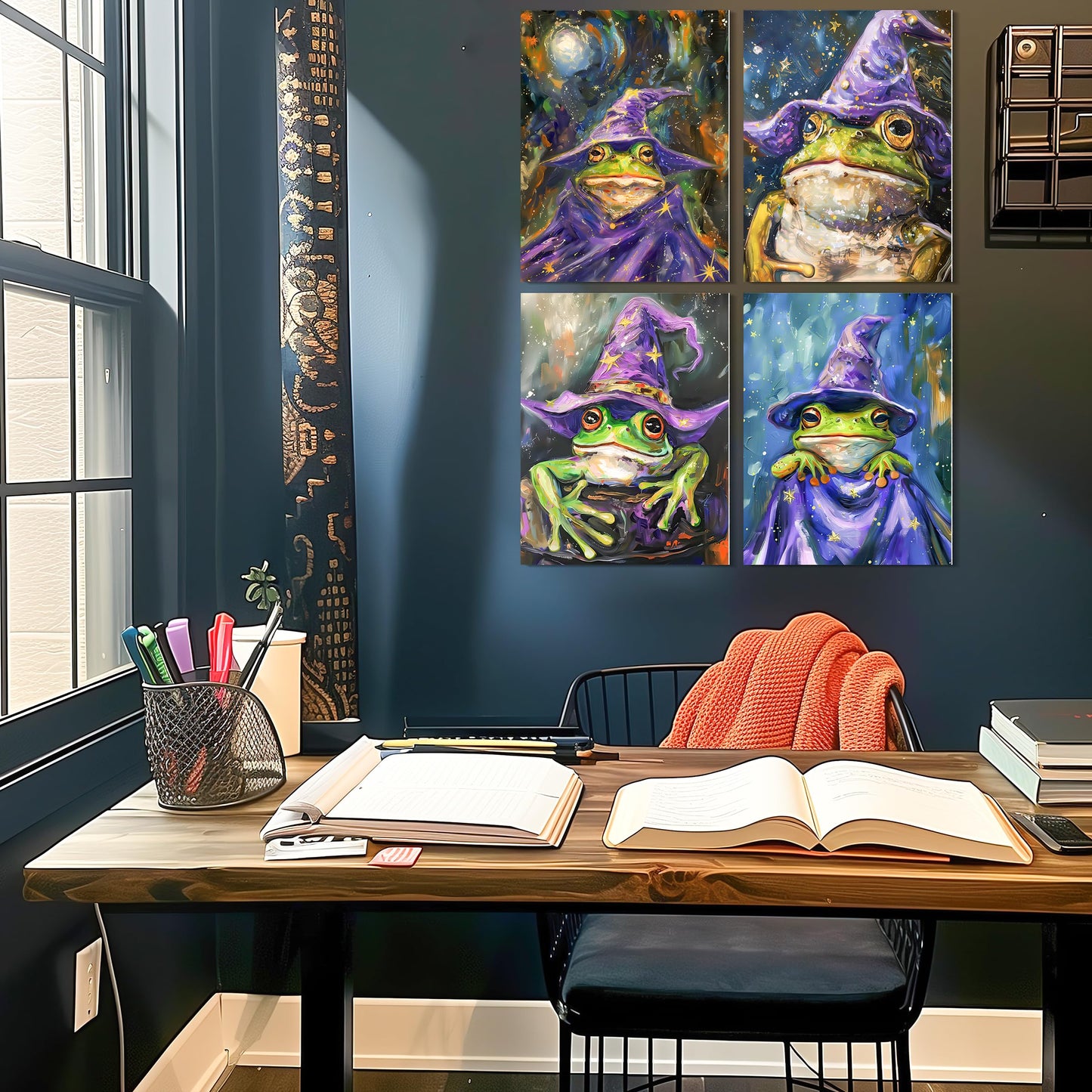 HK Studio Hippie Frog Wizard Aesthetic Posters 13" x 17" - Dorm Decor, Room Decor Aesthetic, Hippie Room Decor