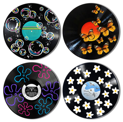 HK Studio Hippie Decor, Posters for Room Aesthetic - Record Decor, Music Themed Party Decorations, 4 Pcs 12"