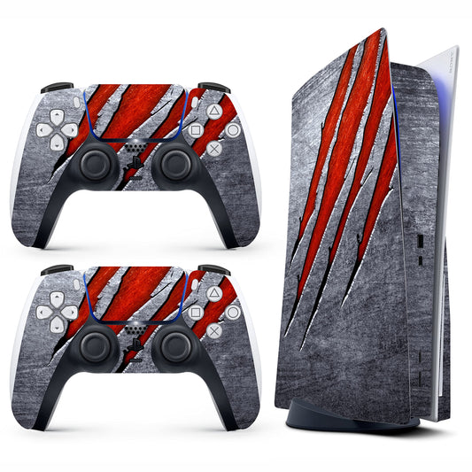 HK Studio Monster Claw Decal Sticker Skin Specific Cover for Both PS5 Disc Edition and Digital Edition - Waterproof, No Bubble, Including 2 Controller Skins and Console Skin