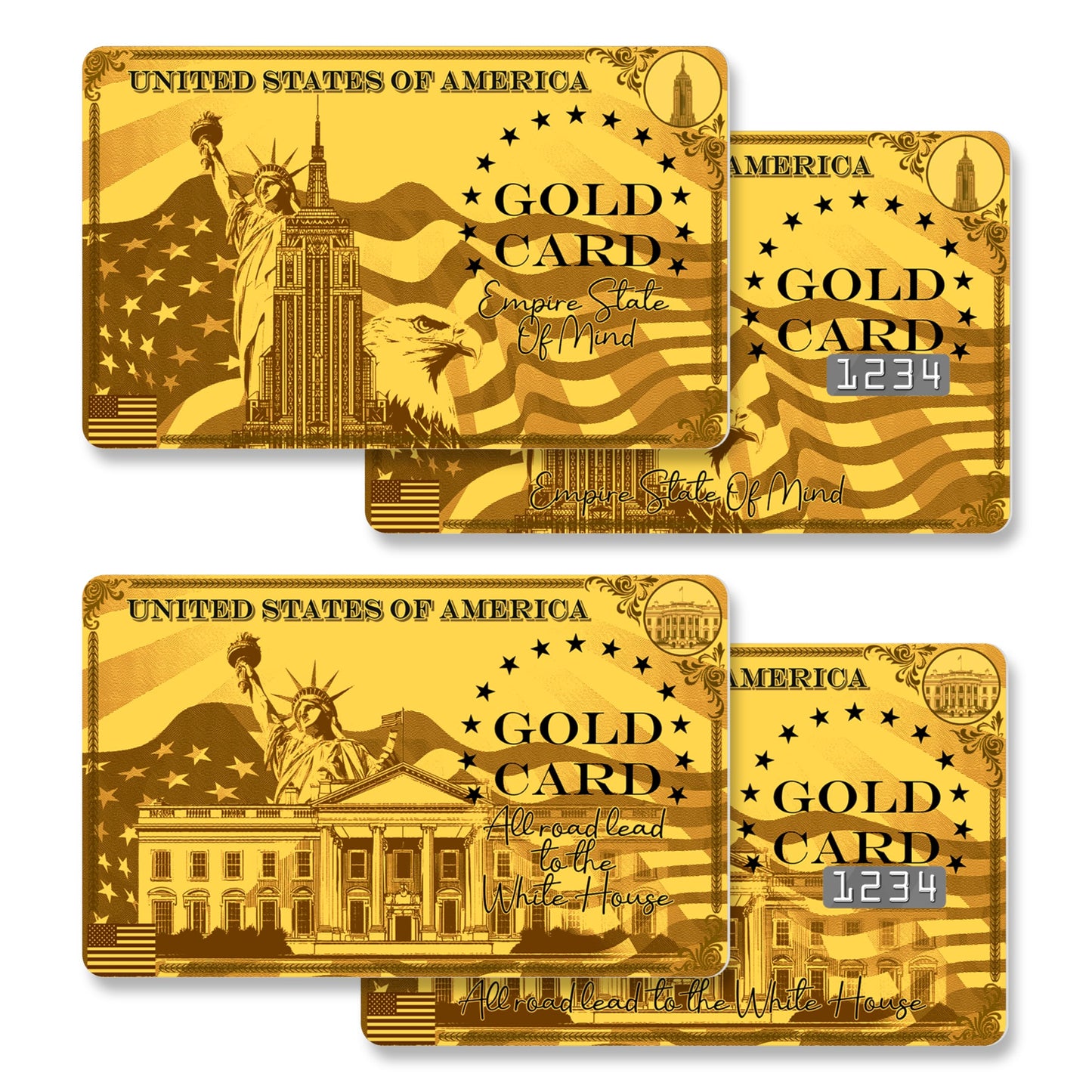 Credit Card Skin, White House & Empire State, 4 Pcs in 1 - Debit Card Skin, Bank, EBT, Metro, Key Card - Removable, Credit Card Sticker