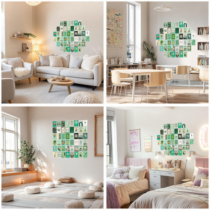 HK Studio Sage Green Mental Health Posters - Therapy Office Decor, Unframed 48 Pcs 4" x 6"