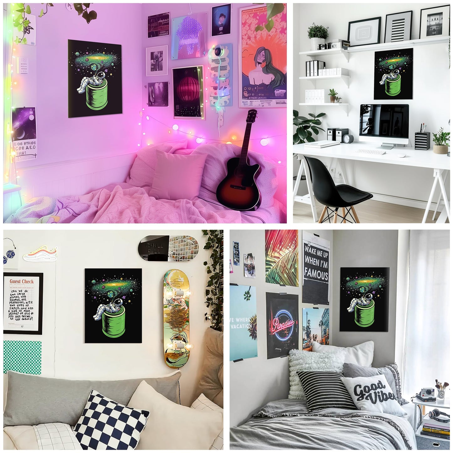 HK Studio Space Decor Astronaut Posters - Hippie Space Decorations, Space Themed Bedroom Decor