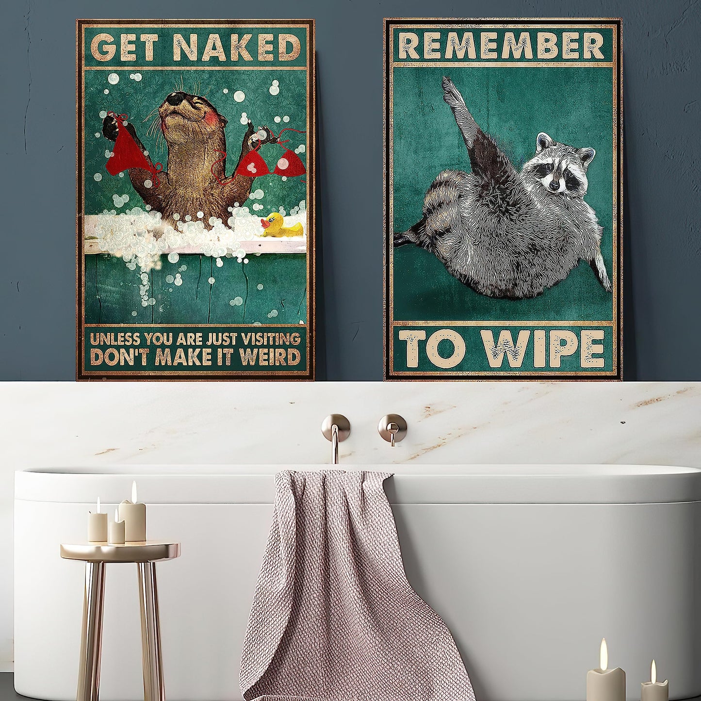 HK Studio Toilet Funny Bathroom Decor 11" x 16" Pack 4 - Hilarious Quotes Funny Bathroom Signs