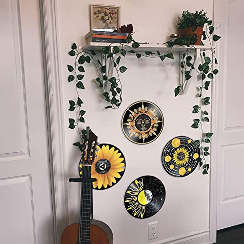 Hippie Sunflower Records for Wall Aesthetic - HK Studio 4 Record Decor with Sunflower Wall Art